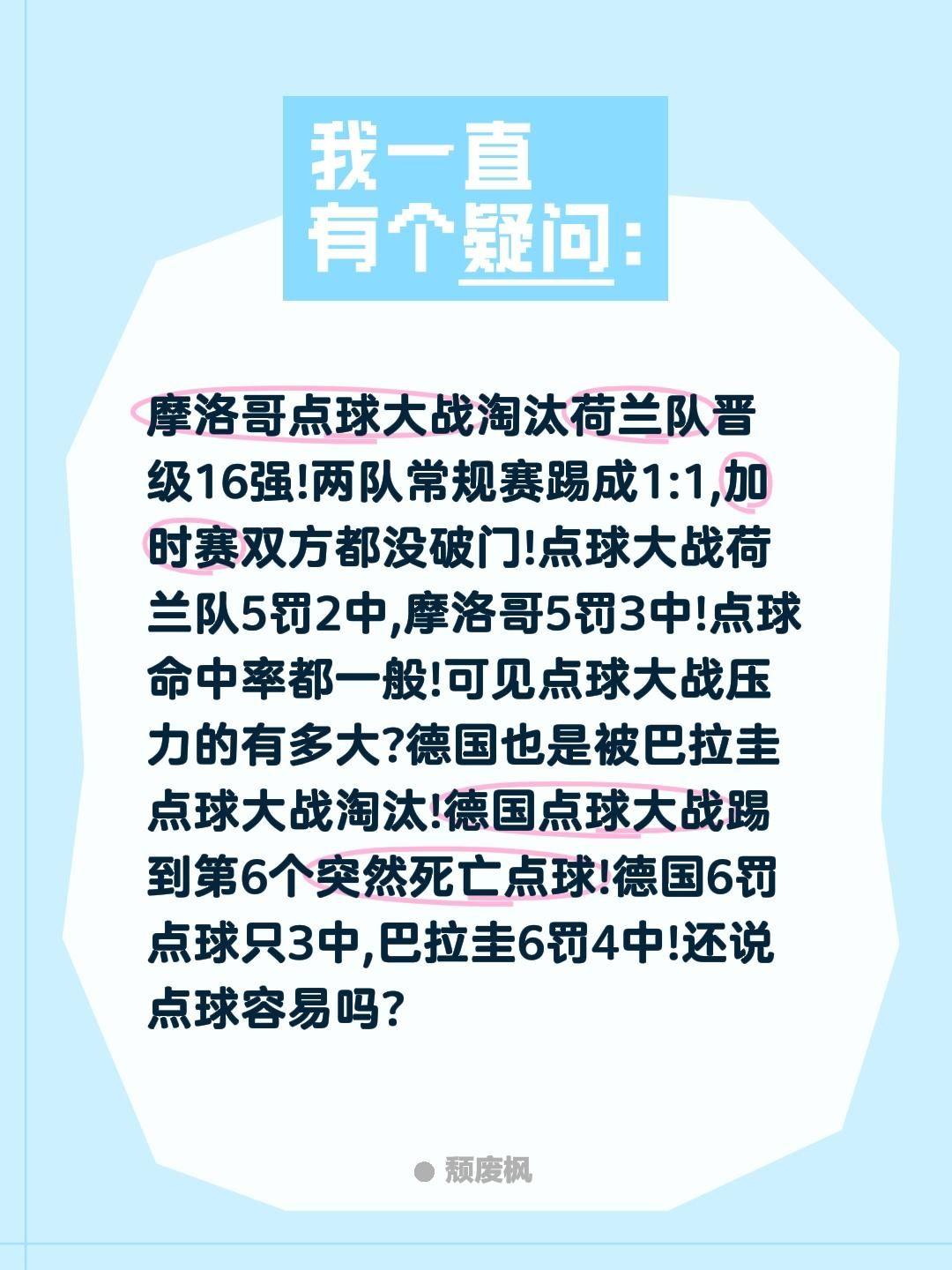 摩洛哥点球大战淘汰荷兰队晋级16强!两队常规赛踢成1:1,加时赛双方都没破门!点