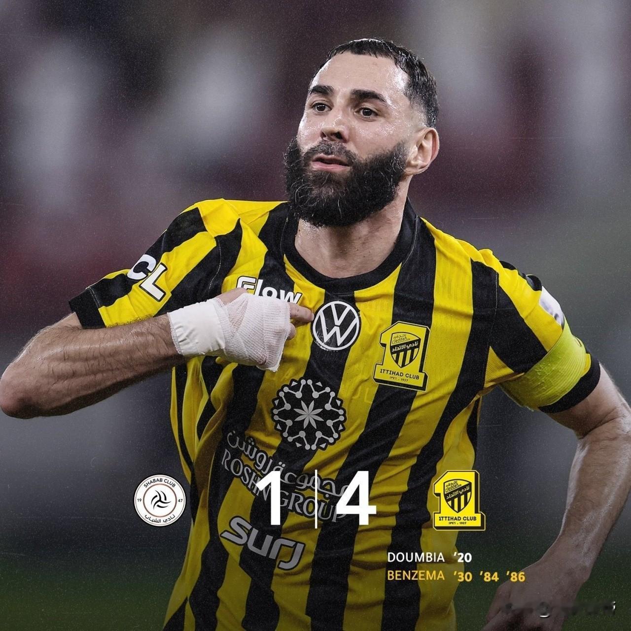 本泽霸王龙回来了，本泽马上演帽子戏法带队闯进沙王冠四强!

在今天凌晨进行的沙王