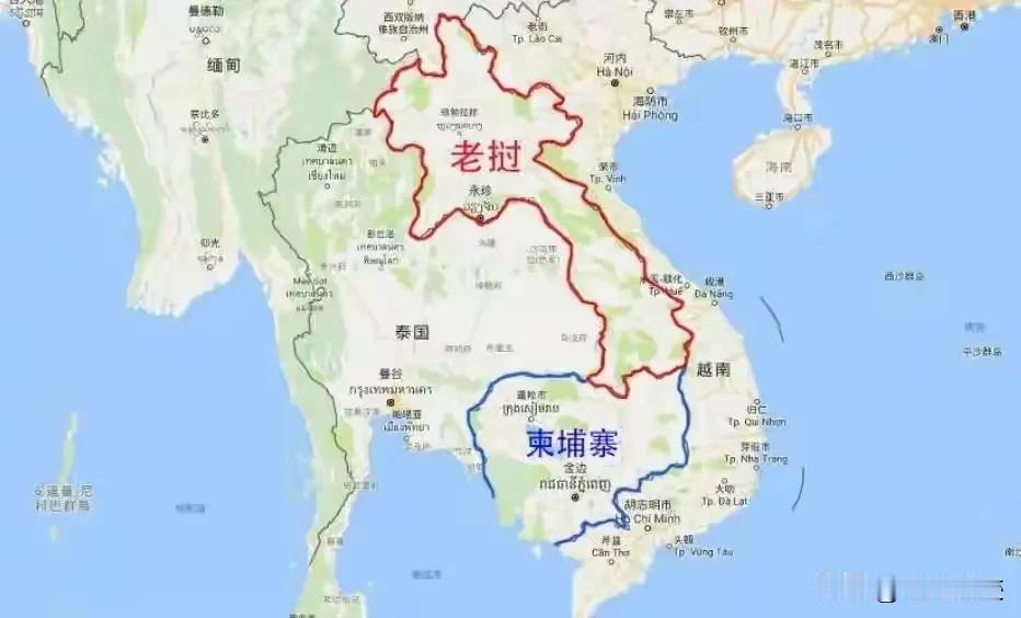 中南半岛，老挝和柬埔寨，我发现了一个小秘密，这两个国家加起来的长度也是小于越南的