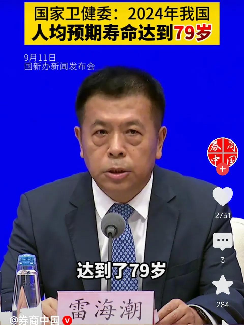 2024年我国居民人均预期寿命79岁，比2020年提高1.1岁！
网友表示：
说