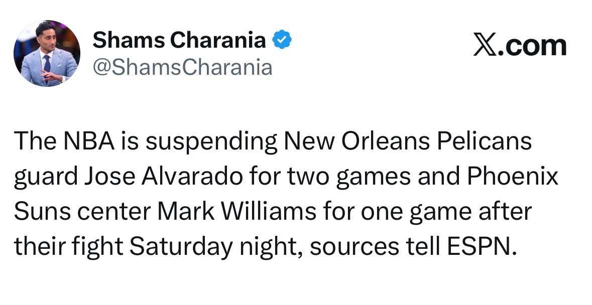 老六禁赛2场，马威禁赛1场。 