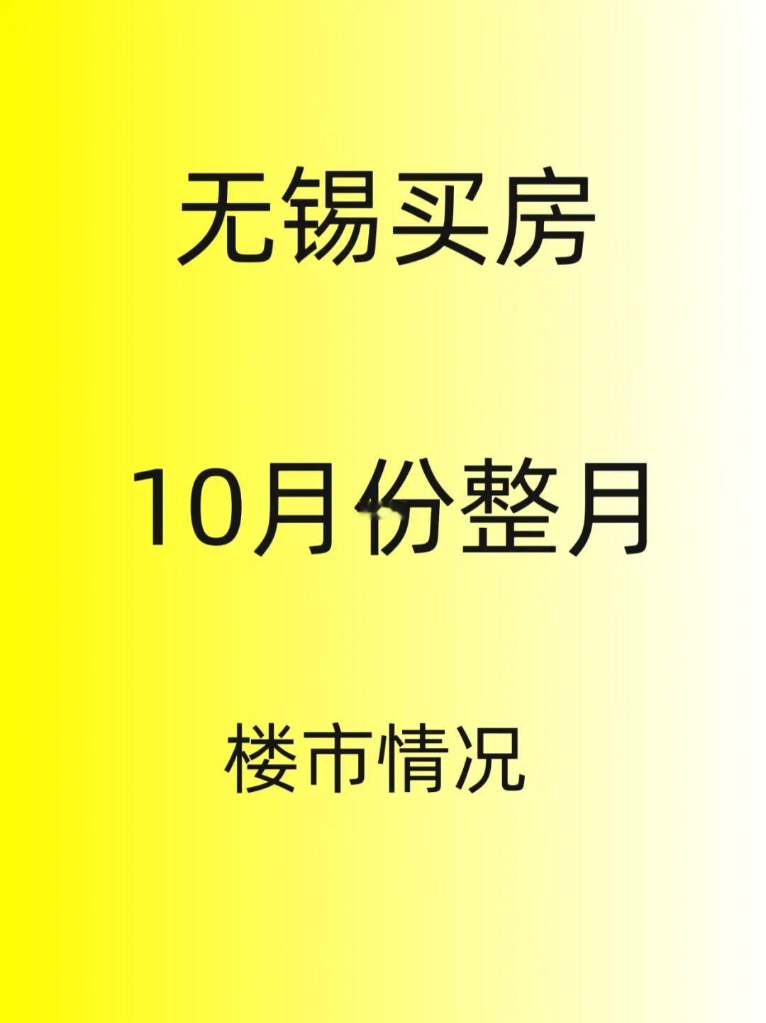 无锡买房，10月份楼市情况！