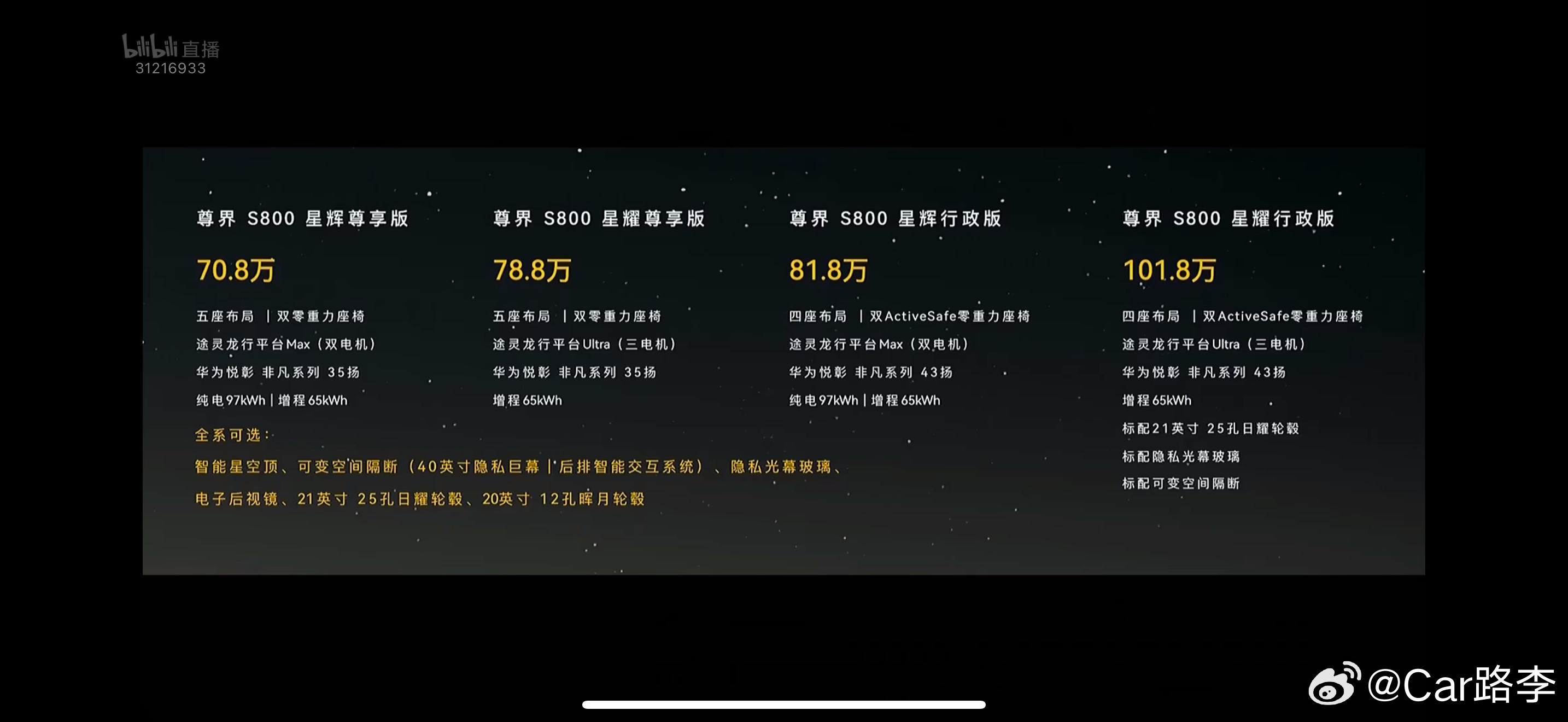 尊界S800上市价格70.8万-101.8万这个价格对于预售价来说确实便宜很多按