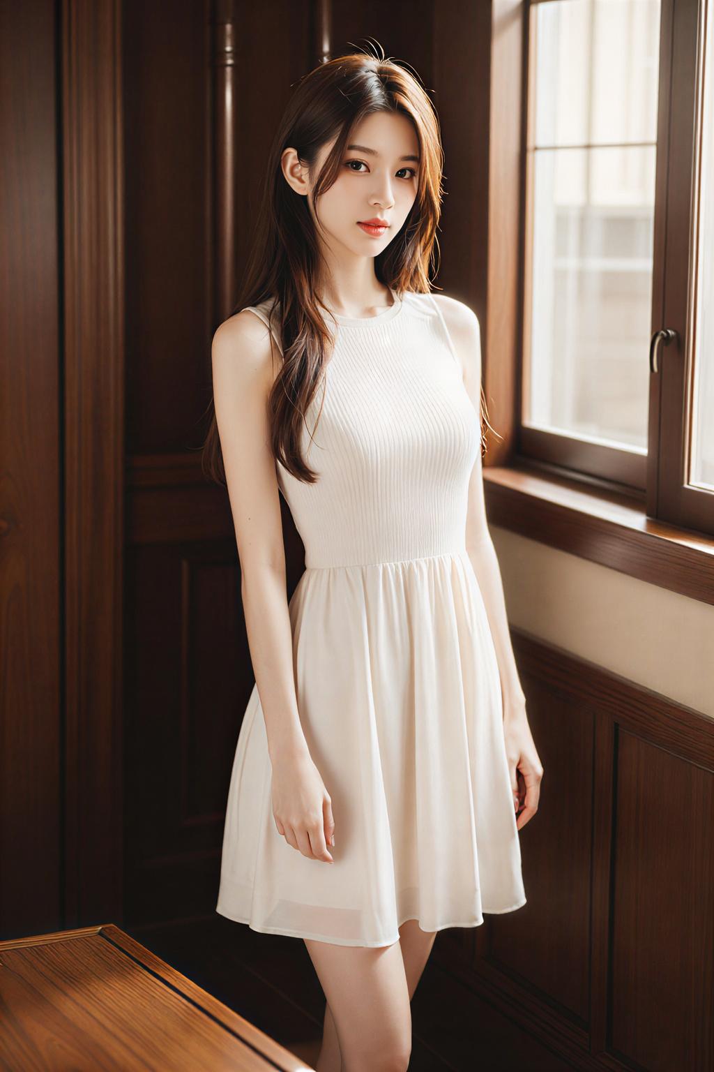 温柔白裙少女，静谧时光里的优雅