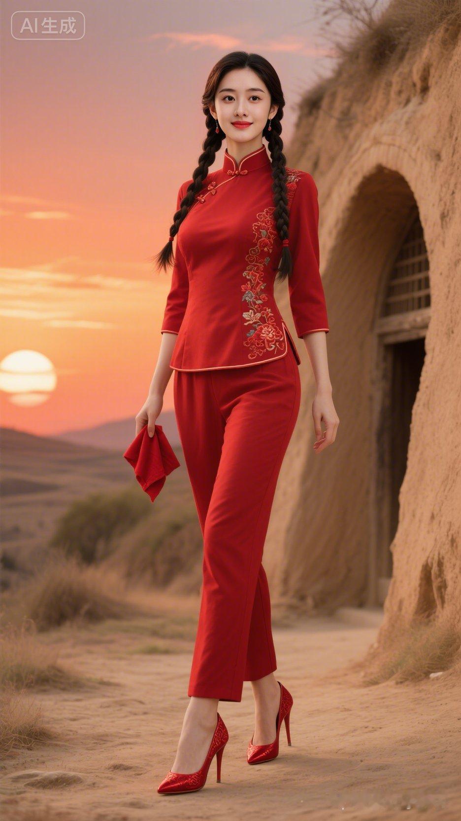 惊艳的红色旗袍，复古与现代的完美结合，尽显东方女性的优雅与魅力。