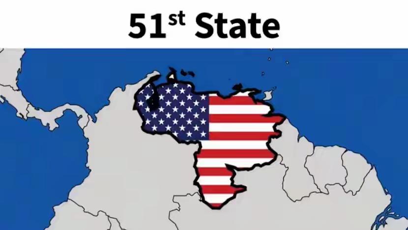 赤裸裸挑衅！特朗普强行把委内瑞拉画成美国第51州，女总统硬气回怼：做梦！
 
国