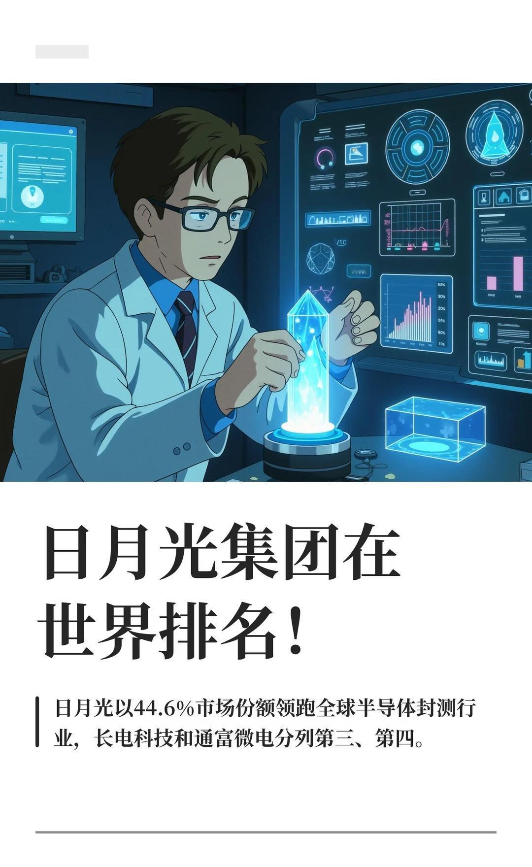 日月光集团在世界排名！
日月光在全球半导体封测行业领先，2024年营收185.4