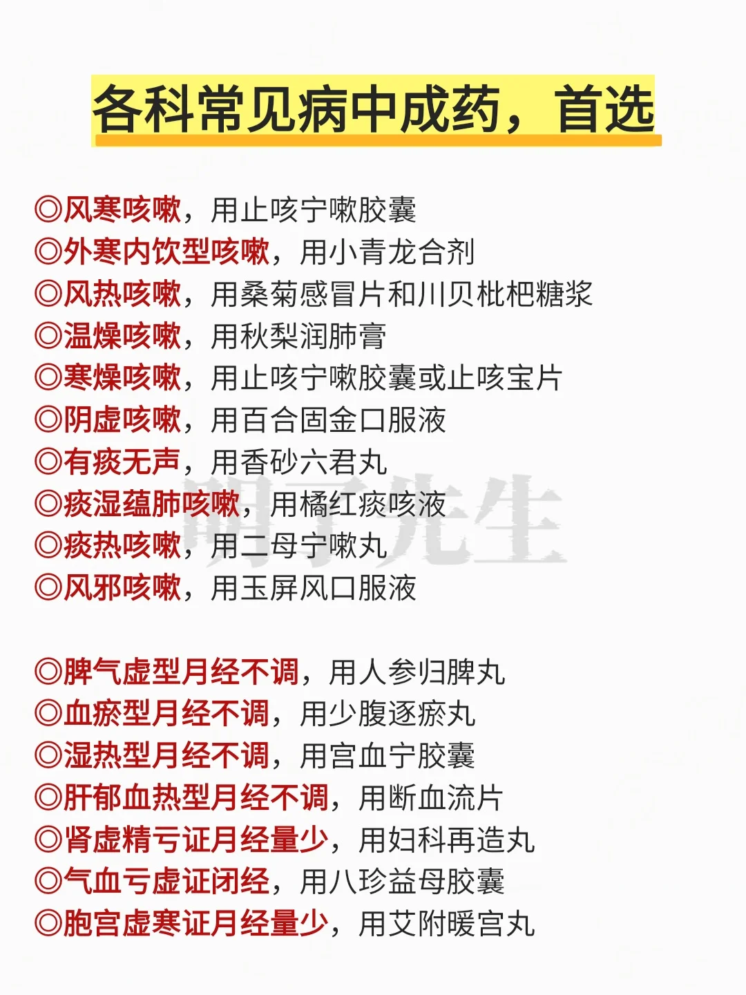 各科中成药，首选❗