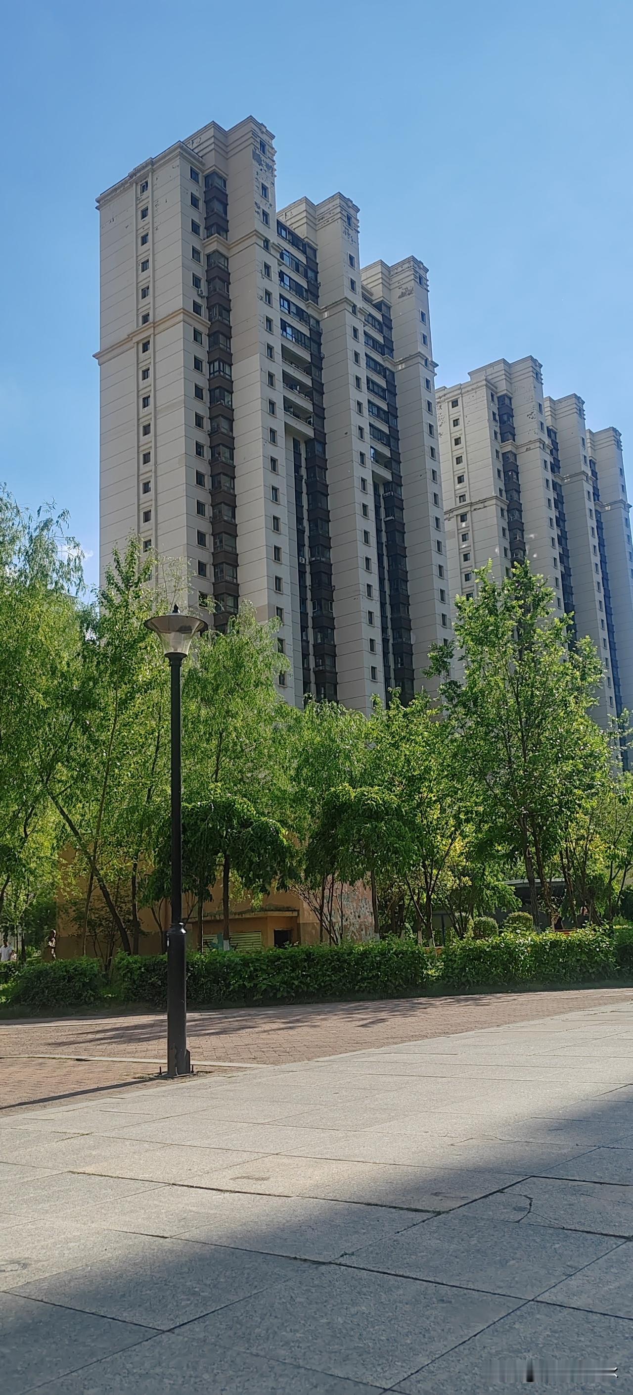 谁路过这种一排排高层住宅楼，不得感叹一句气派十足？

外立面整整齐齐，小区绿化也