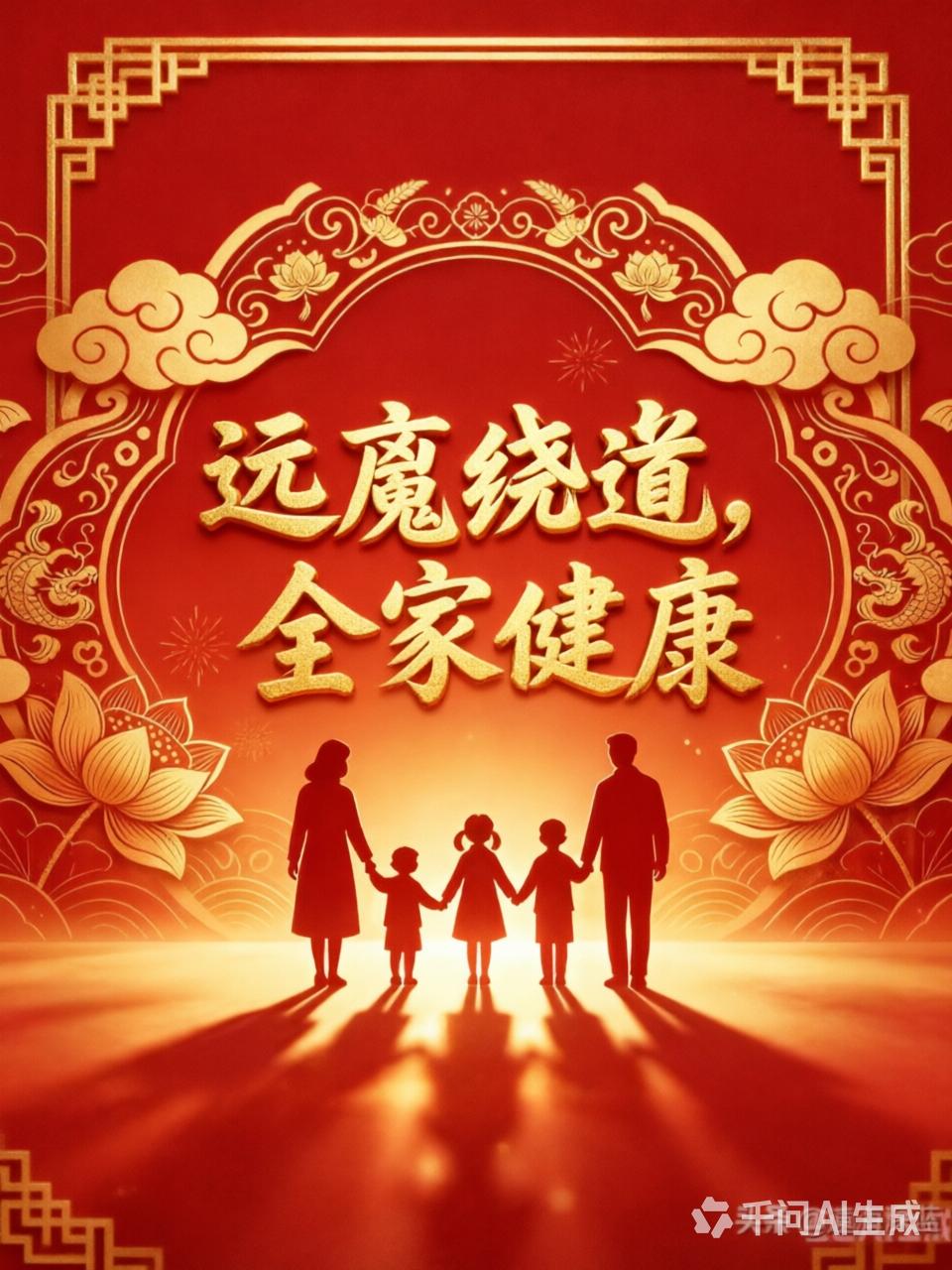 接走，
全家健康，
病魔绕道。