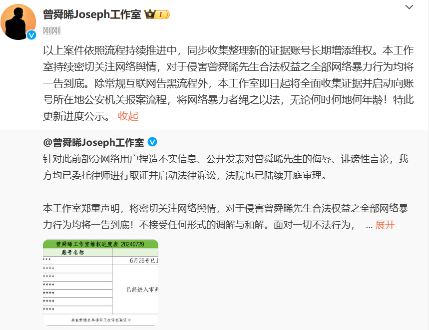 世界纷纷扰扰，风里雨里，曾舜晞工作室独自靠谱，跟粉丝句句有交代了 ​​​