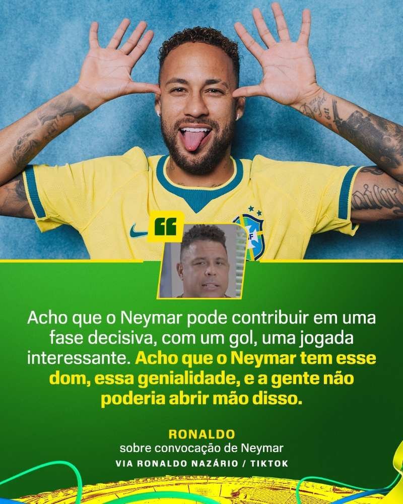 neymar 大罗：“我认为内马尔可以在关键阶段贡献力量，无论是一粒进球，还是一