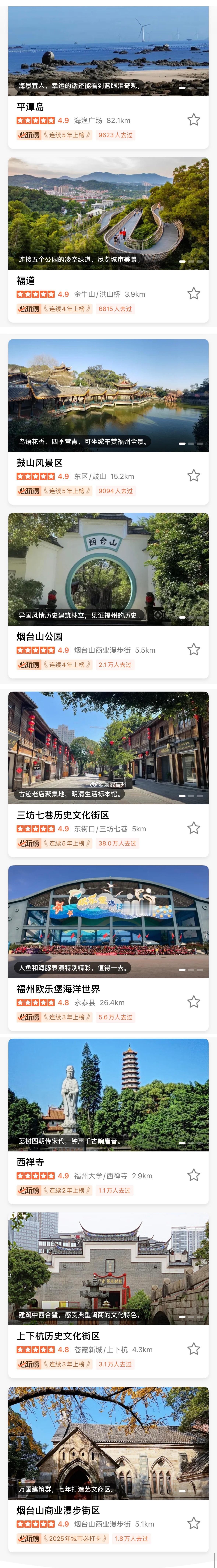 2025年“必玩榜”揭晓！福州上榜游玩地数量9家 和泉州并列全省第二 平潭岛、鼓