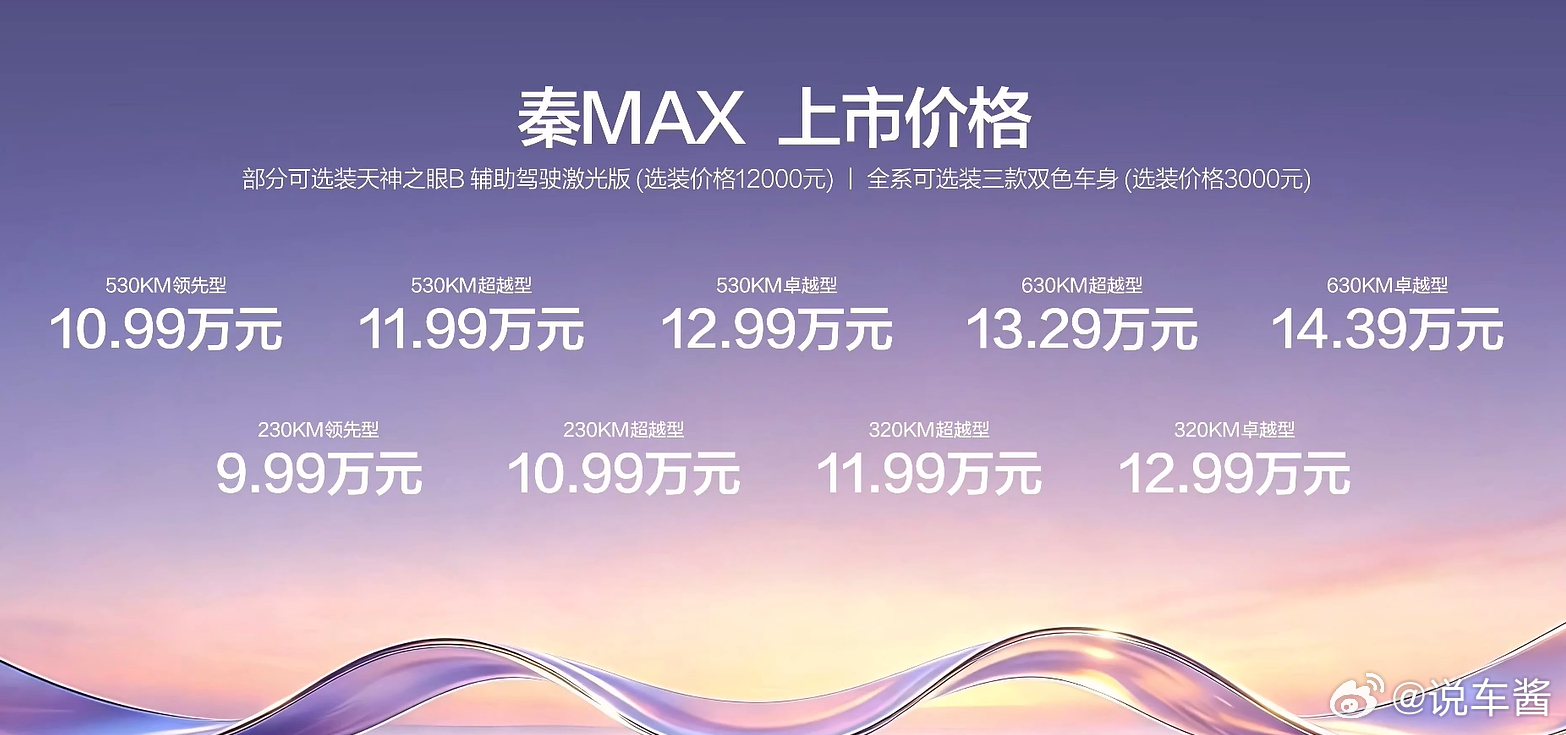 秦MAX EV最低10.99万元，全系闪充秦Max dmi最低9.99万元起张婧