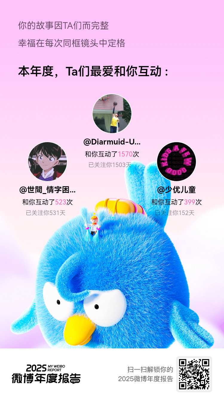 仔细回想，2025年很多难忘的瞬间，都发生在和你们的互动里。谢谢懂我的。新的一年