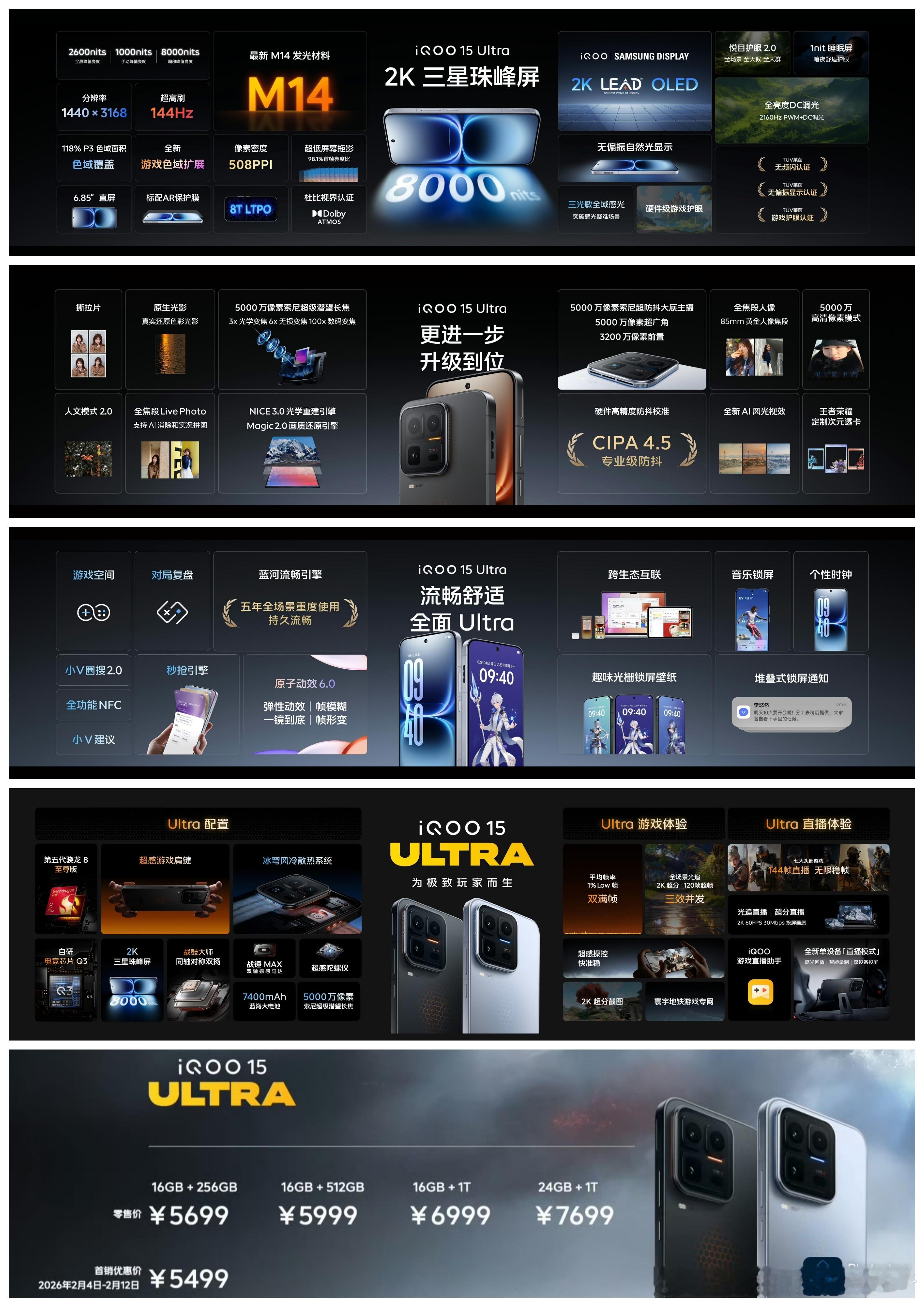 iQOO15 Ultra价格国补，售价5699元至7699元，首销价格5499元