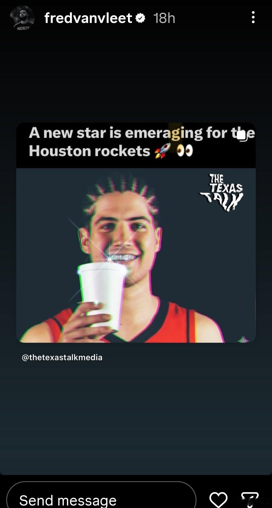 老范IG：“休斯顿火箭队有一颗新星正在崛起 🚀”