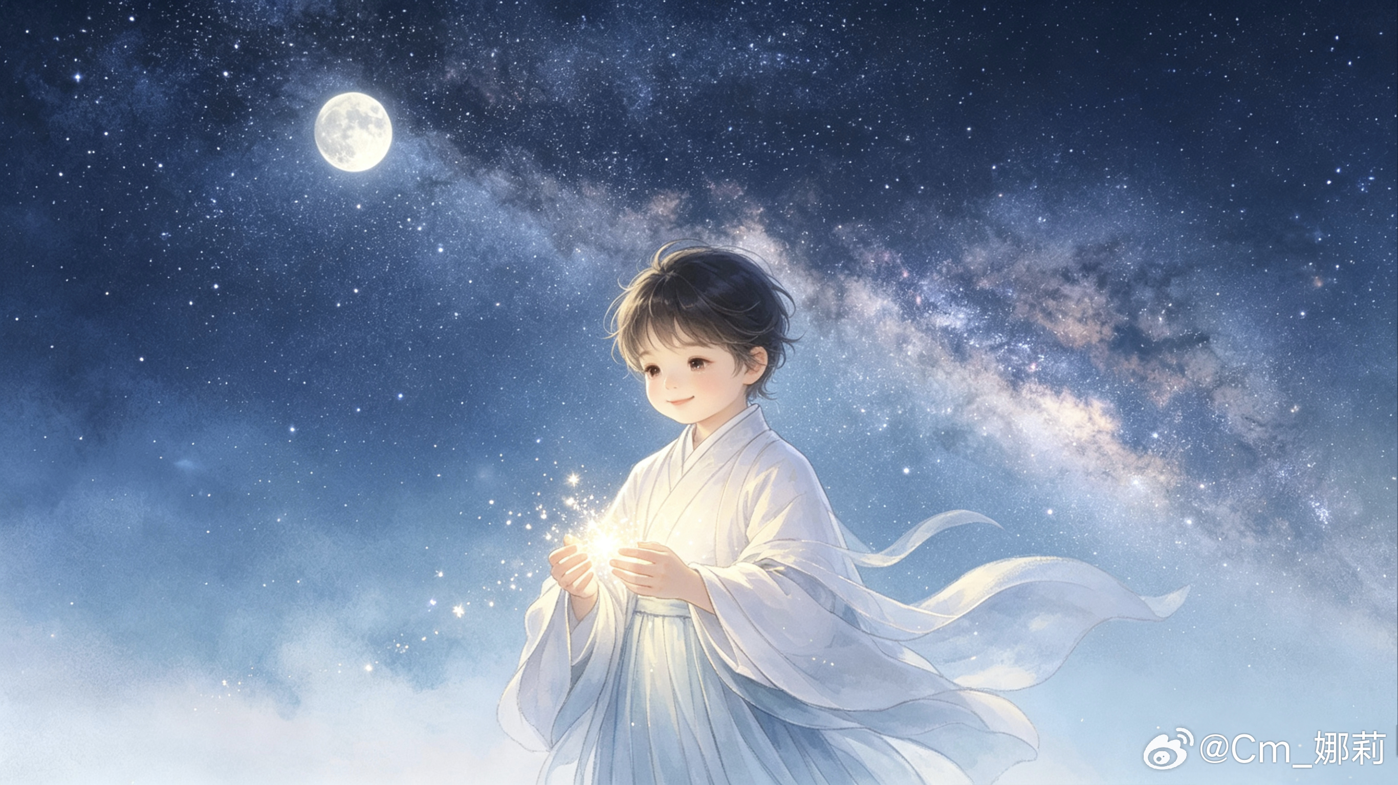 中国诗词大会爱古风诗词《七绝 半夏心情》作者：维翰(十岁)平水韵天河散碎点光莹，