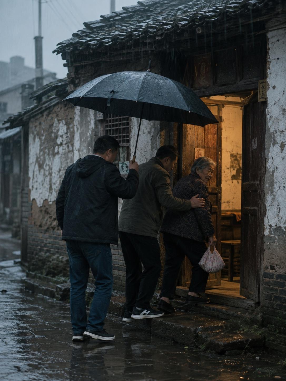 暴雨前转移独居老人…
雨还没下大，他们先敲开了独居老人的门。

老人独自住在老屋