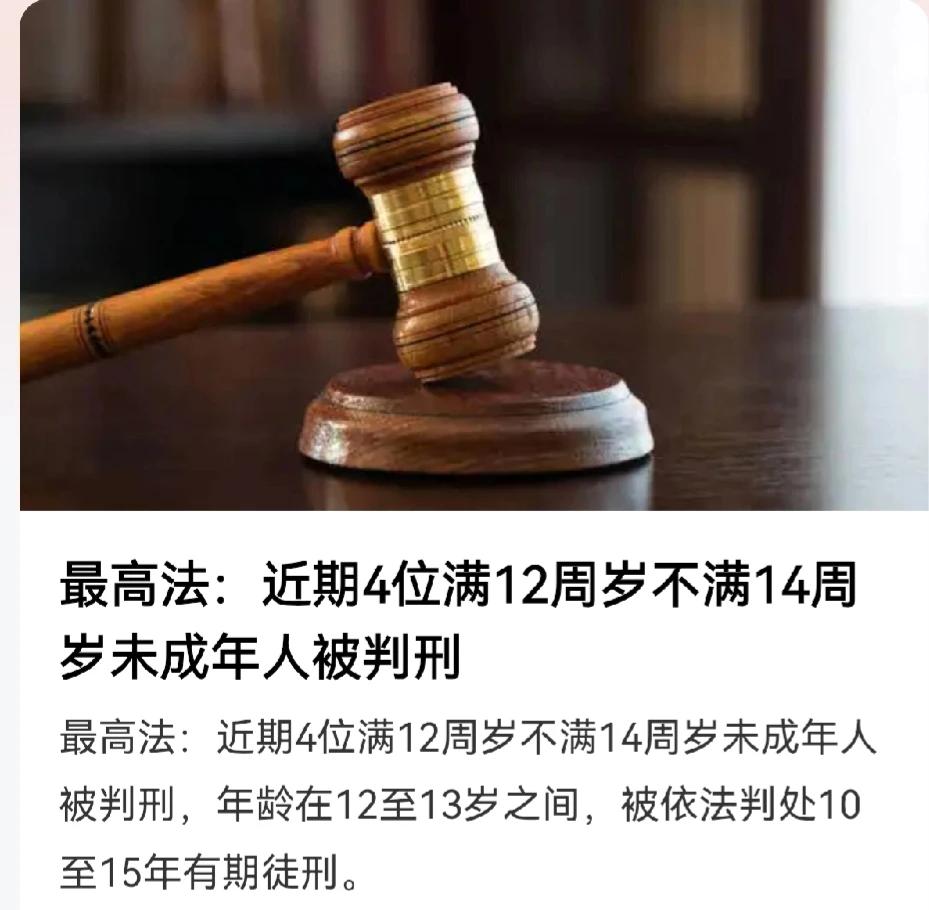 4名满12周岁不满14周岁“问题少年”被判处10到15年有期徒刑，这是历史性的转