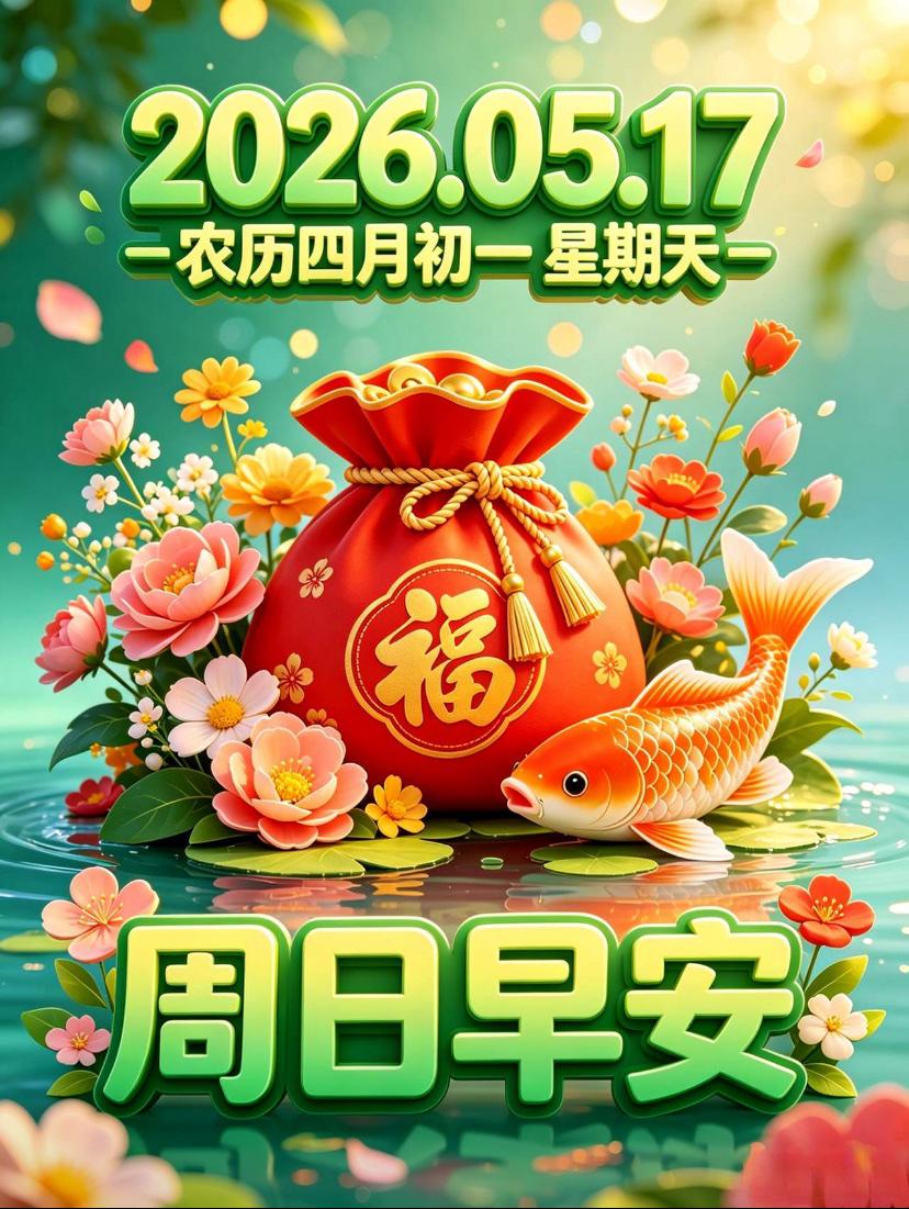 🌺☘️5./17周日早安.浅夏向暖☘️🌺

☘️🌻夏初暖意登场，朝晖漫铺人