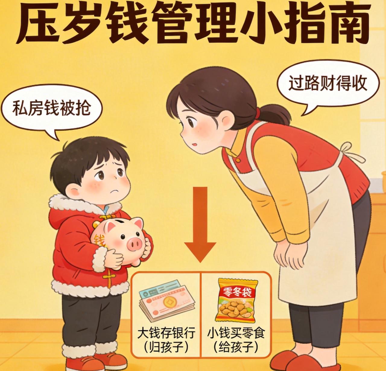 妈妈要求上交压岁钱，这简直是刻在国人DNA里的“传统艺能”。孩子觉得是“私房钱”