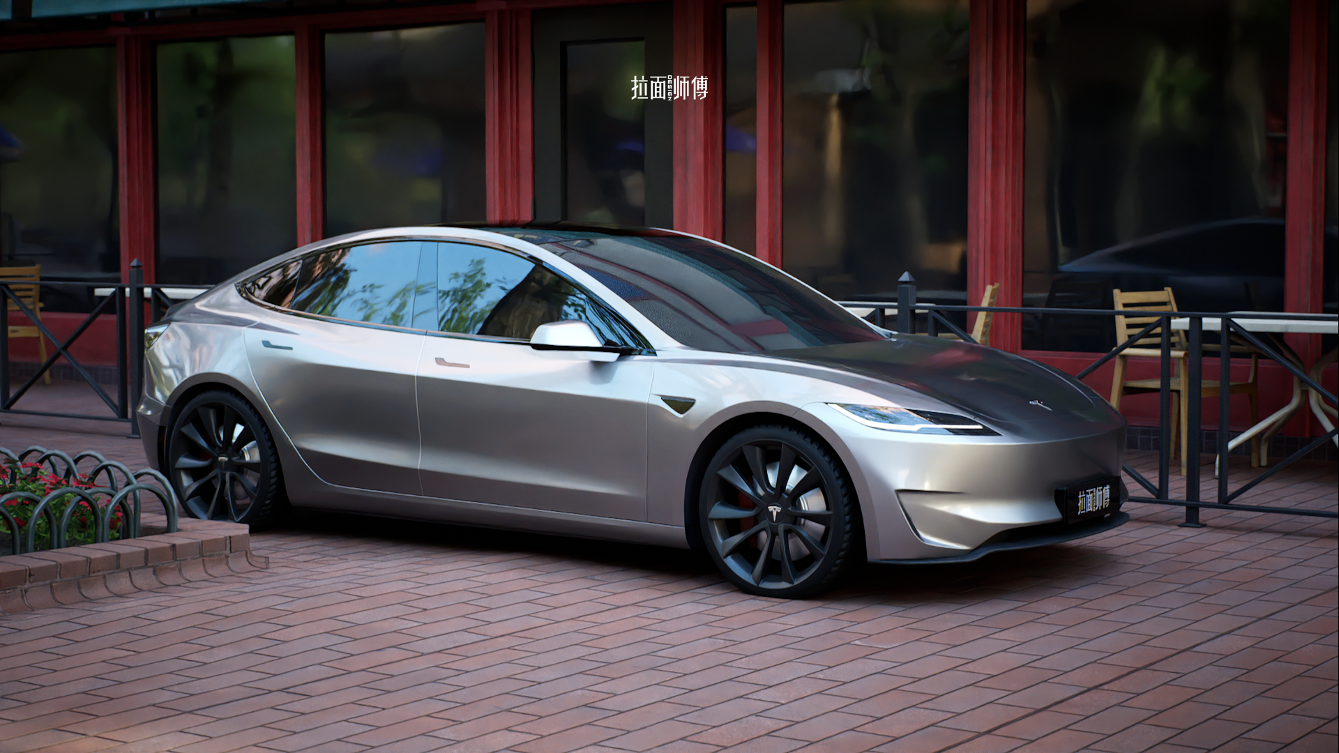 特斯拉Model 3 Performance非官方渲染图，根据路试图进行三维还原