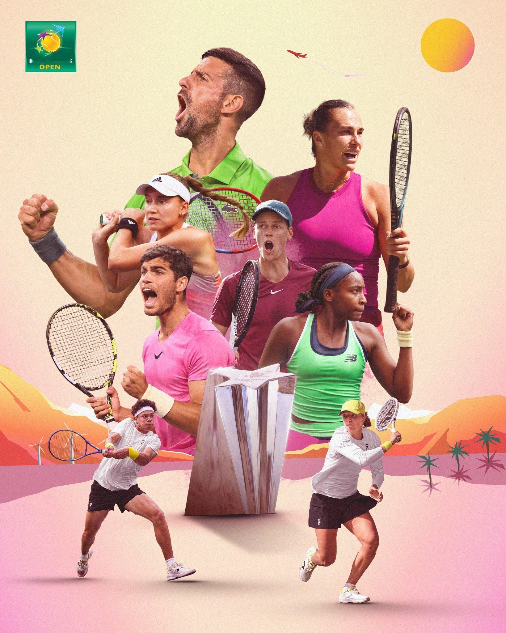 网坛风云 印第安韦尔斯1000赛发个海报，亮点自寻，刚刚在官方网站上看了参赛名单