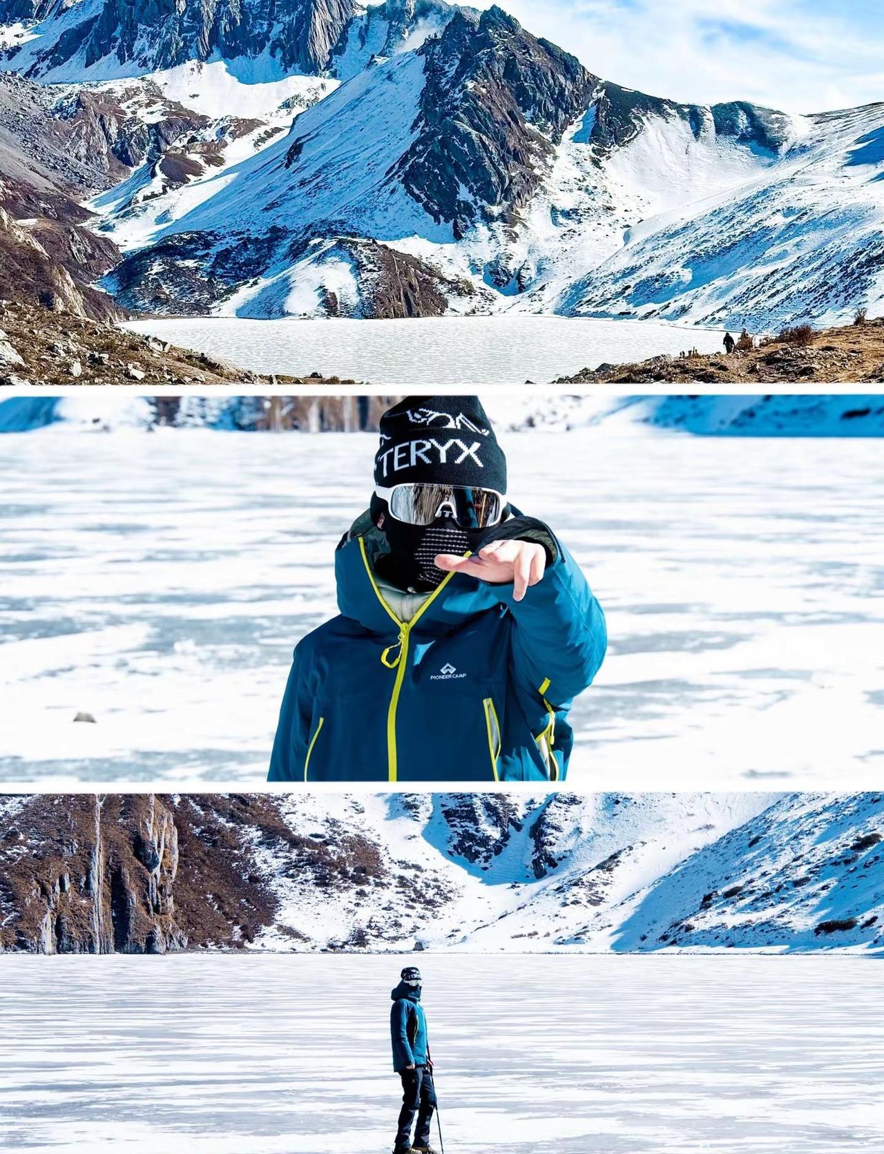 红星岩冰湖🌟结冰啦。单日来回4小时完成，新手户外推荐哦 雪山 旅行推荐官 红星