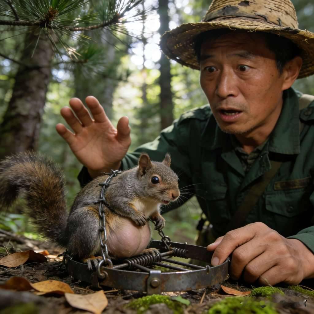 守林人见猎人捕捉怀孕松鼠，拼死赶走猎人救下松鼠，第二天一早，林间小径竟铺满发光野