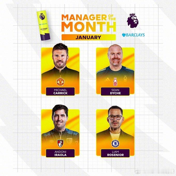 卡里克入选英超官方1月最佳主帅名单👏投票地址网页链接ManUtdspot英超联