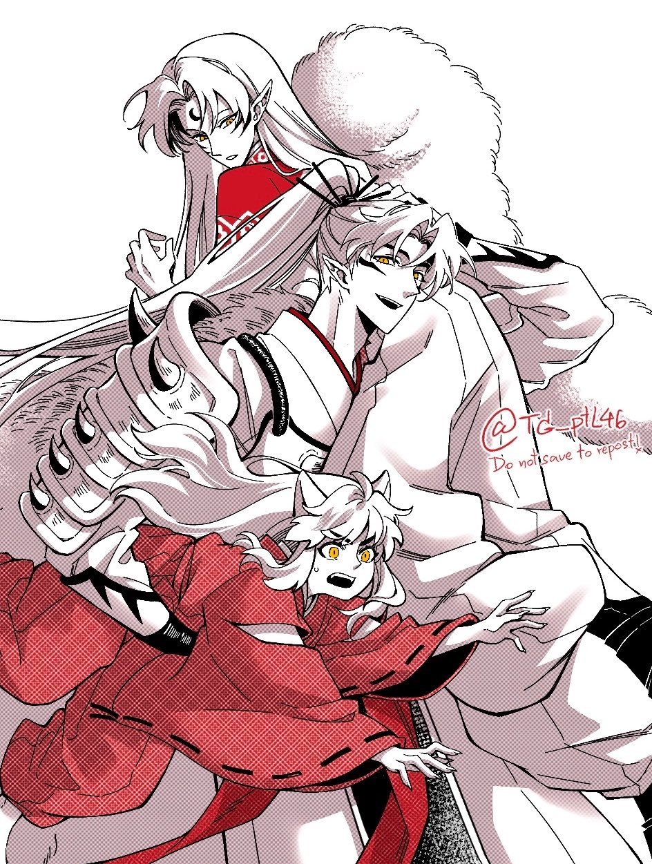 犬夜叉动漫 犬夜叉父子三人组好看鼠了.[哇]绘：TG_ptL46 ​​​