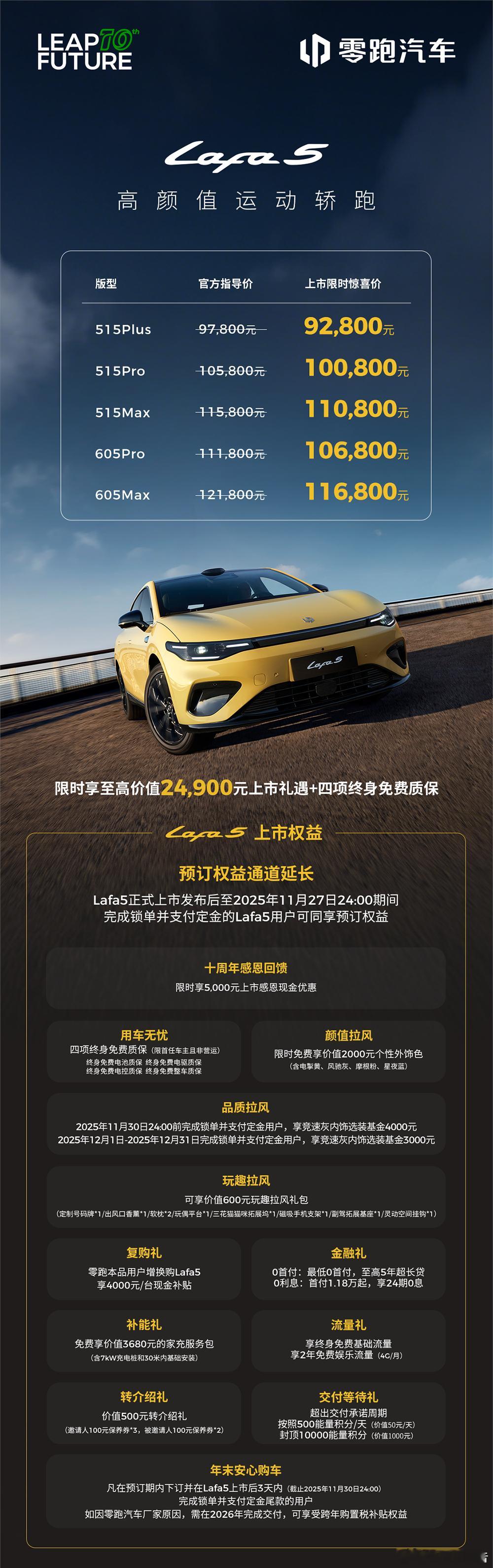 零跑Lafa5开启轿跑10万级时代年轻人首选Lafa5限时9.28万起零跑Laf