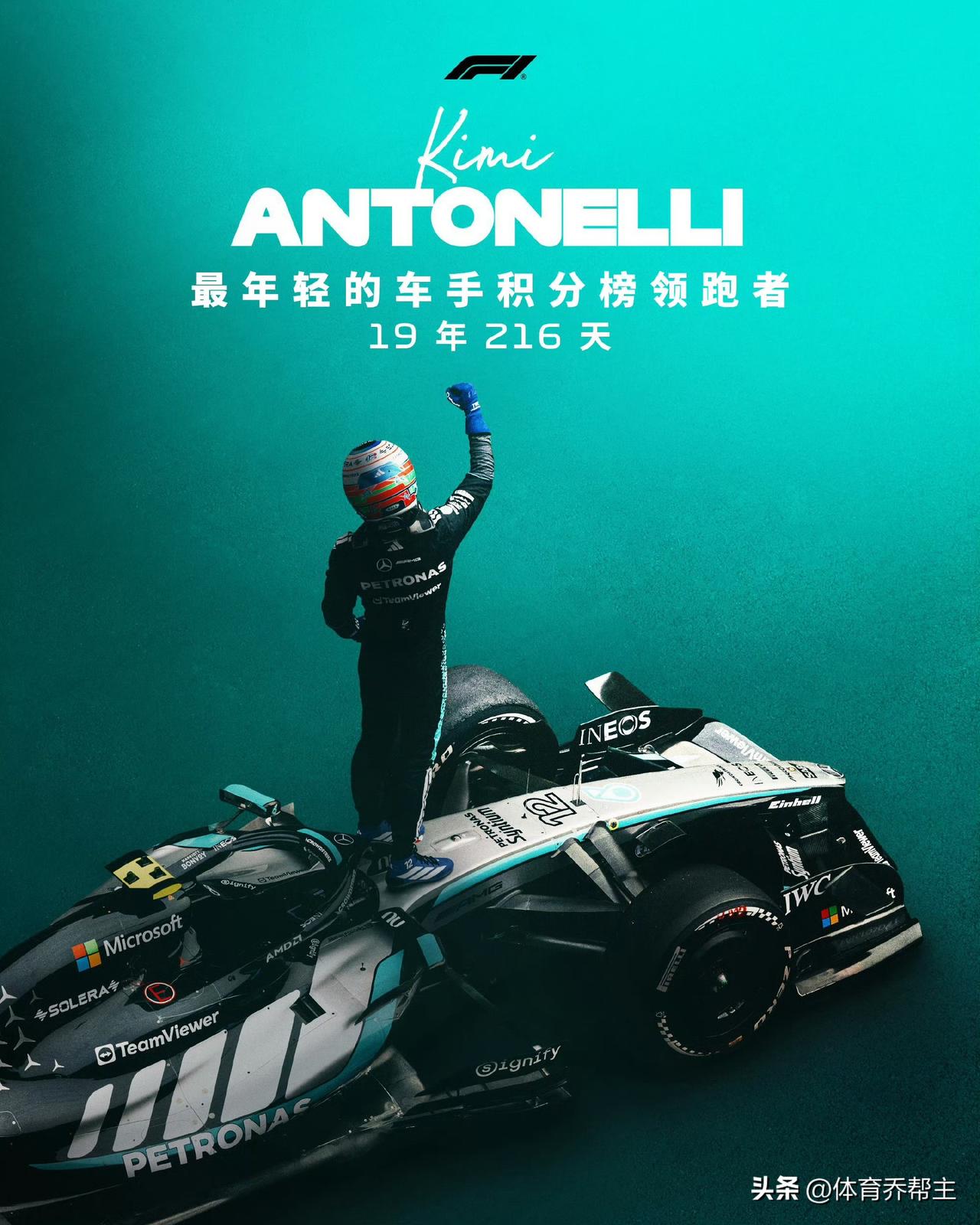 再一次创造了历史💪
kimi成为F1最年轻的积分领跑者