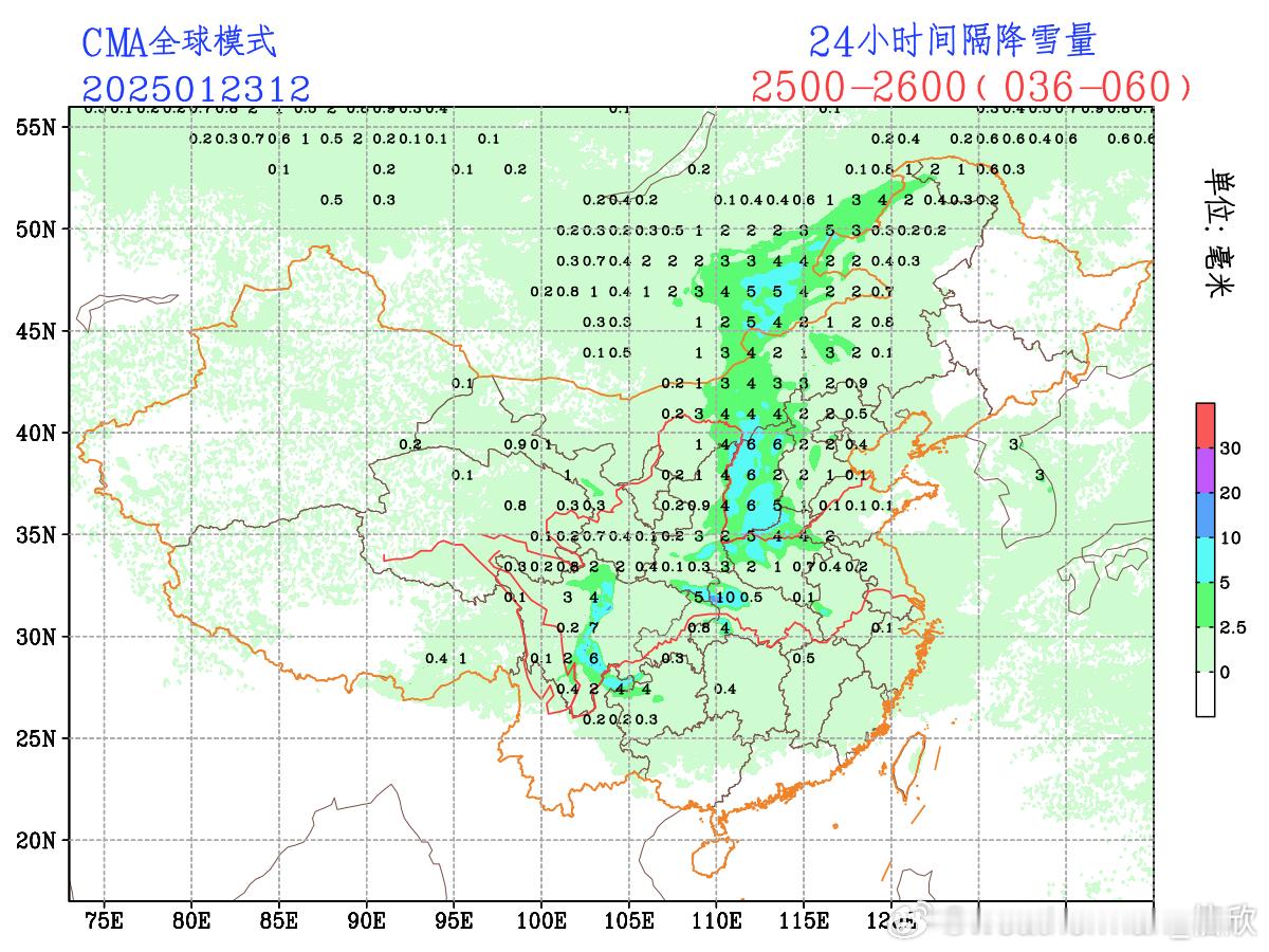 【降雪模式对比】下面每三张一组，都是中欧美数值模式的降雪预报，按照08时截断（当