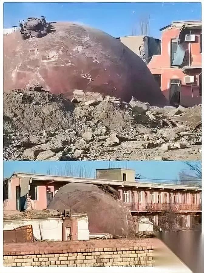 包钢附近这家人，算捡着“命”了。

周末全家出去遛弯，回来推门——

院子里砸了