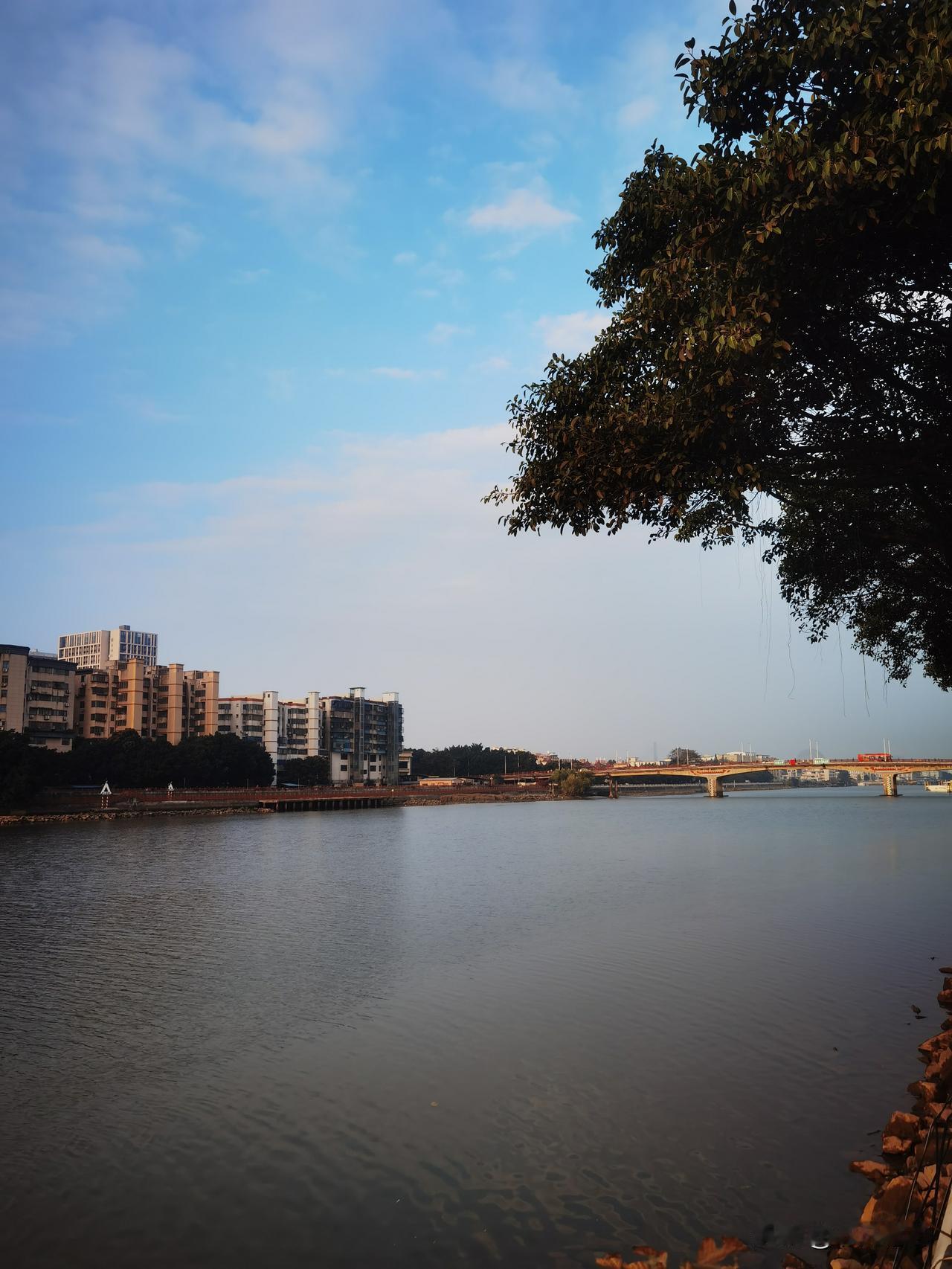 散步于江畔，早上的空气好舒服，一路小跑也是种享受，天空湛蓝，喜欢这样的天气，广州