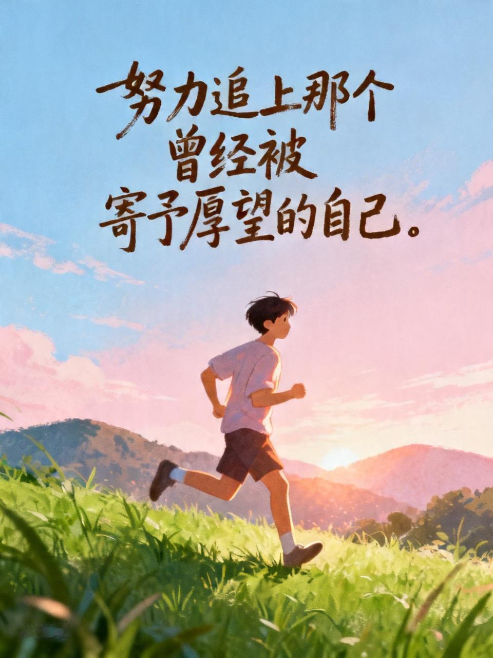 我留下的励志短句是：“努力追上那个曾经被寄予厚望的自己”。