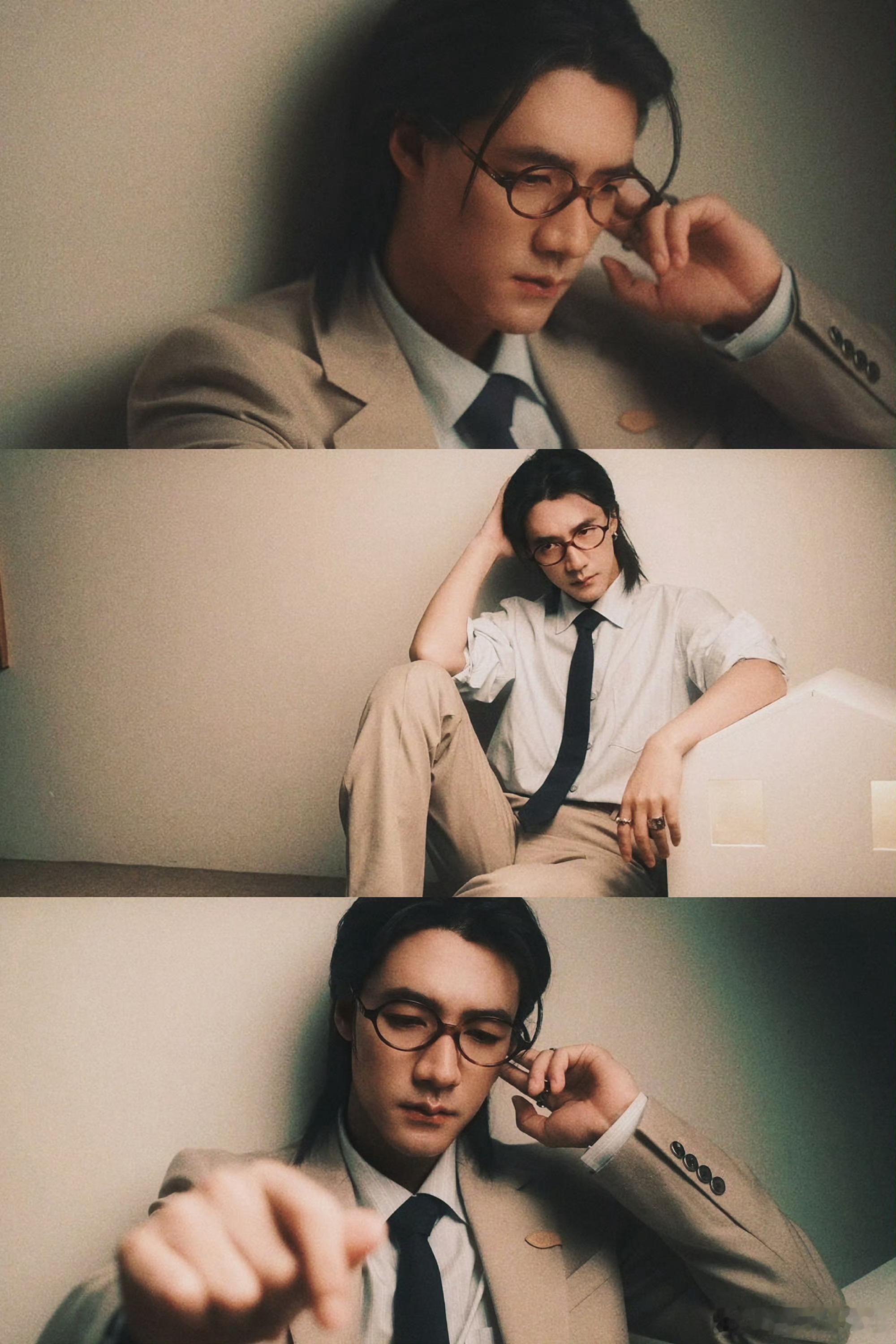 此沙黑框眼镜界最严厉的父亲此沙戴黑框眼镜也太戳了！顺直黑发配眼镜，少了锋利多了温