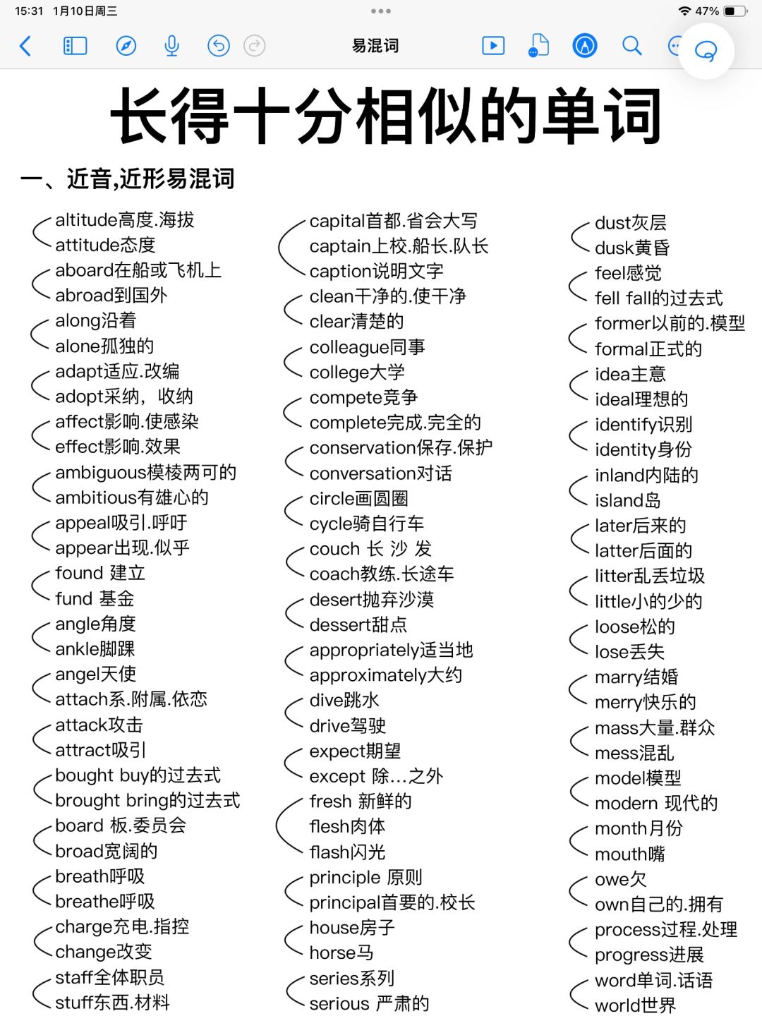 长得超级像的单词！200组！今天一次性消灭！