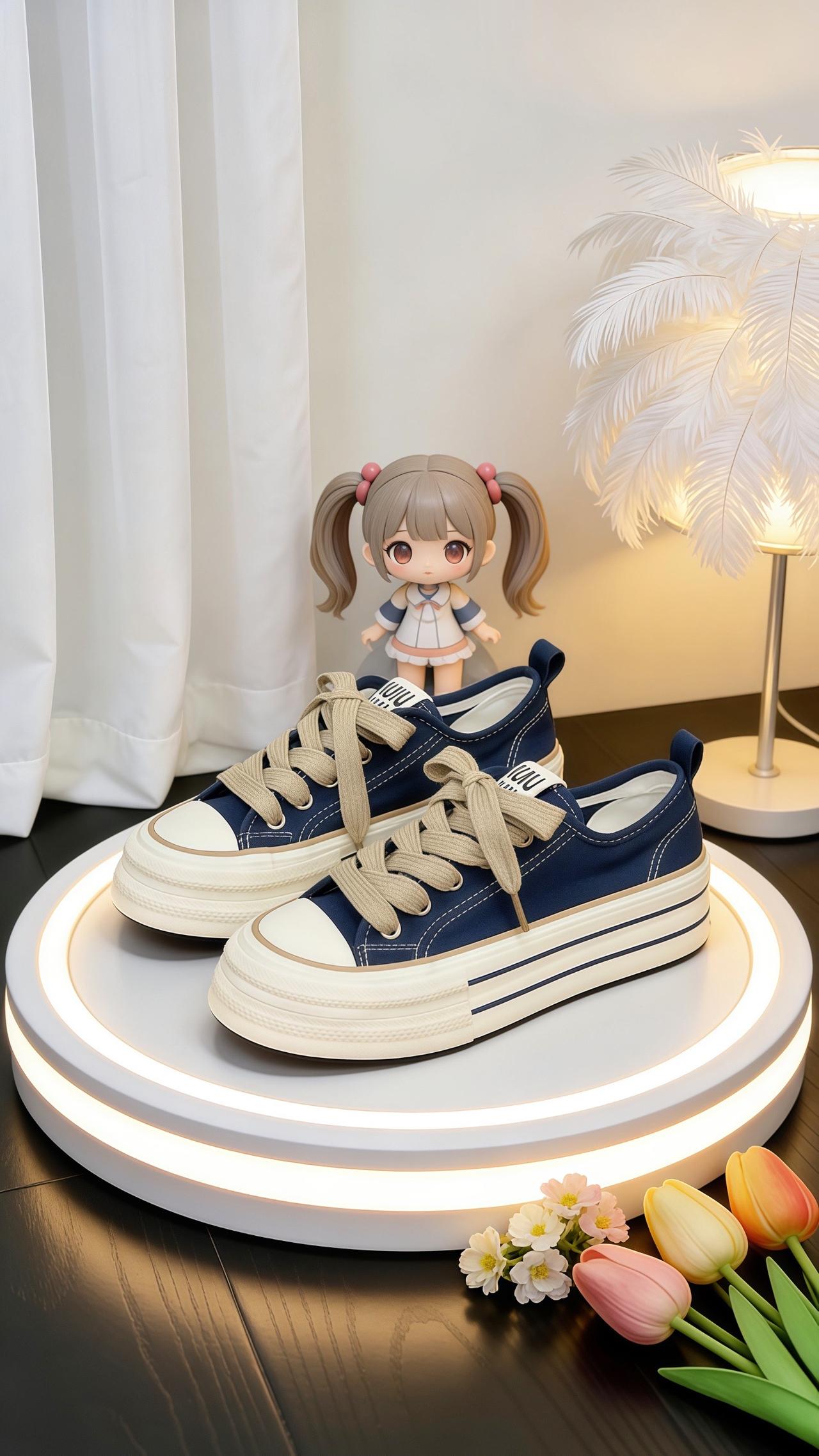 秋季帆布鞋 厚底女鞋