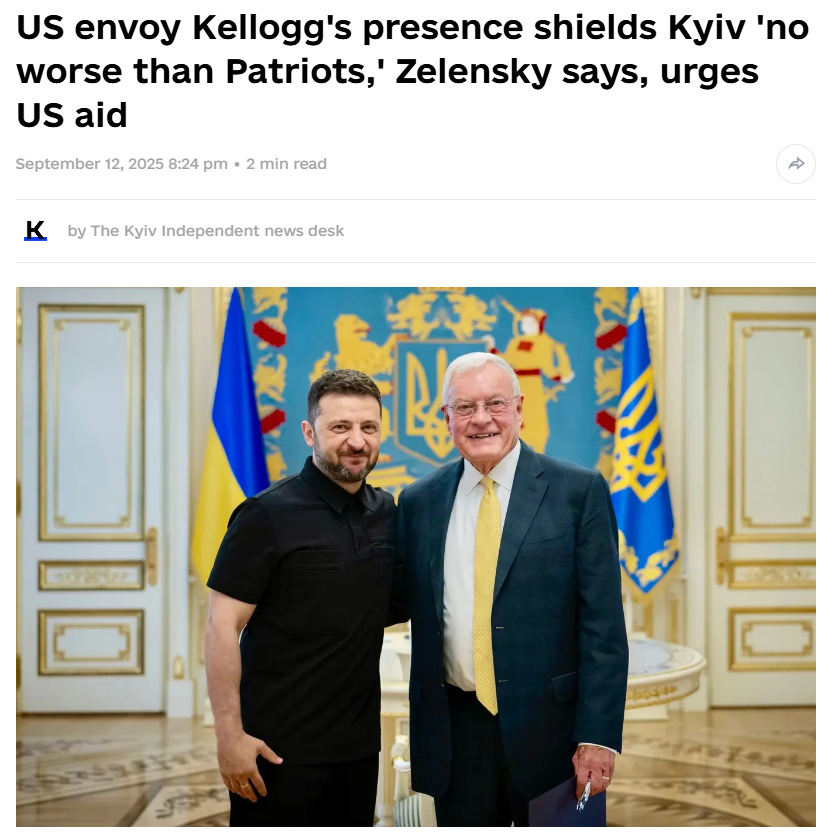 泽连斯基说，美国特使到访为基辅提供的保护“不比‘爱国者’系统差” 泽连斯基表示，