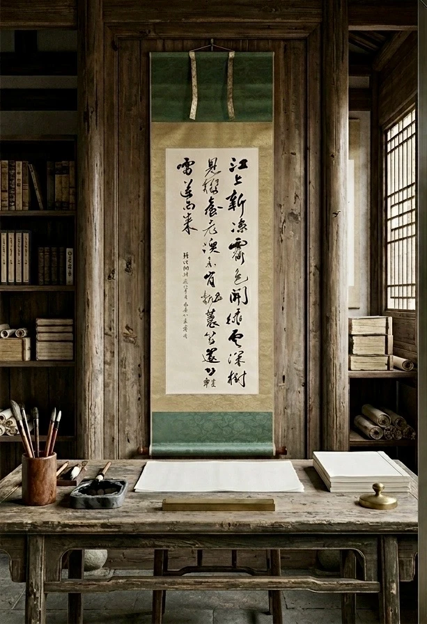 张弼此诗描绘雨后江景：新凉初霁、绿树藏楼台，老渔人因怕轻雷送雨而不肯弃...