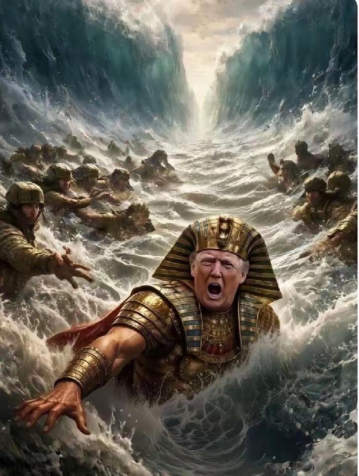 伊朗人的艺术真能精准表达局势啊！那幅把特朗普描绘成掉进汪洋大海的画太妙了，一幅画