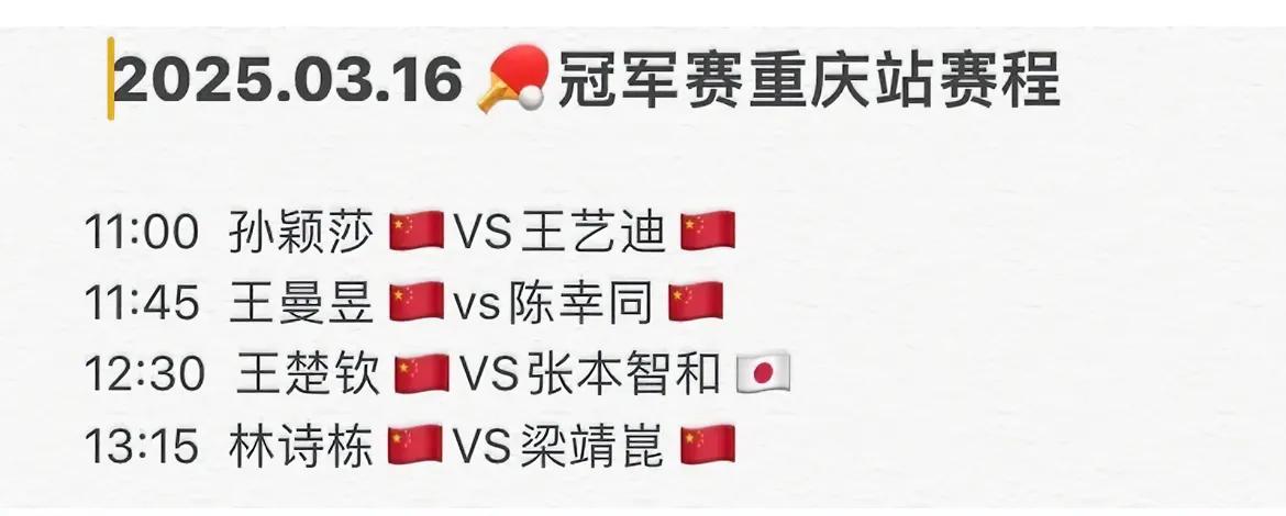 明天的半决赛看点

11点莎莎对大迪
11点45鳗鱼对同同
12点30大头对张本