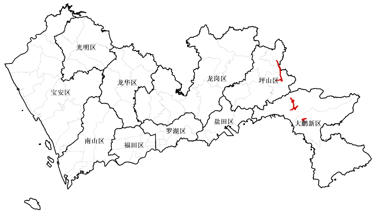 深圳行政区示意图