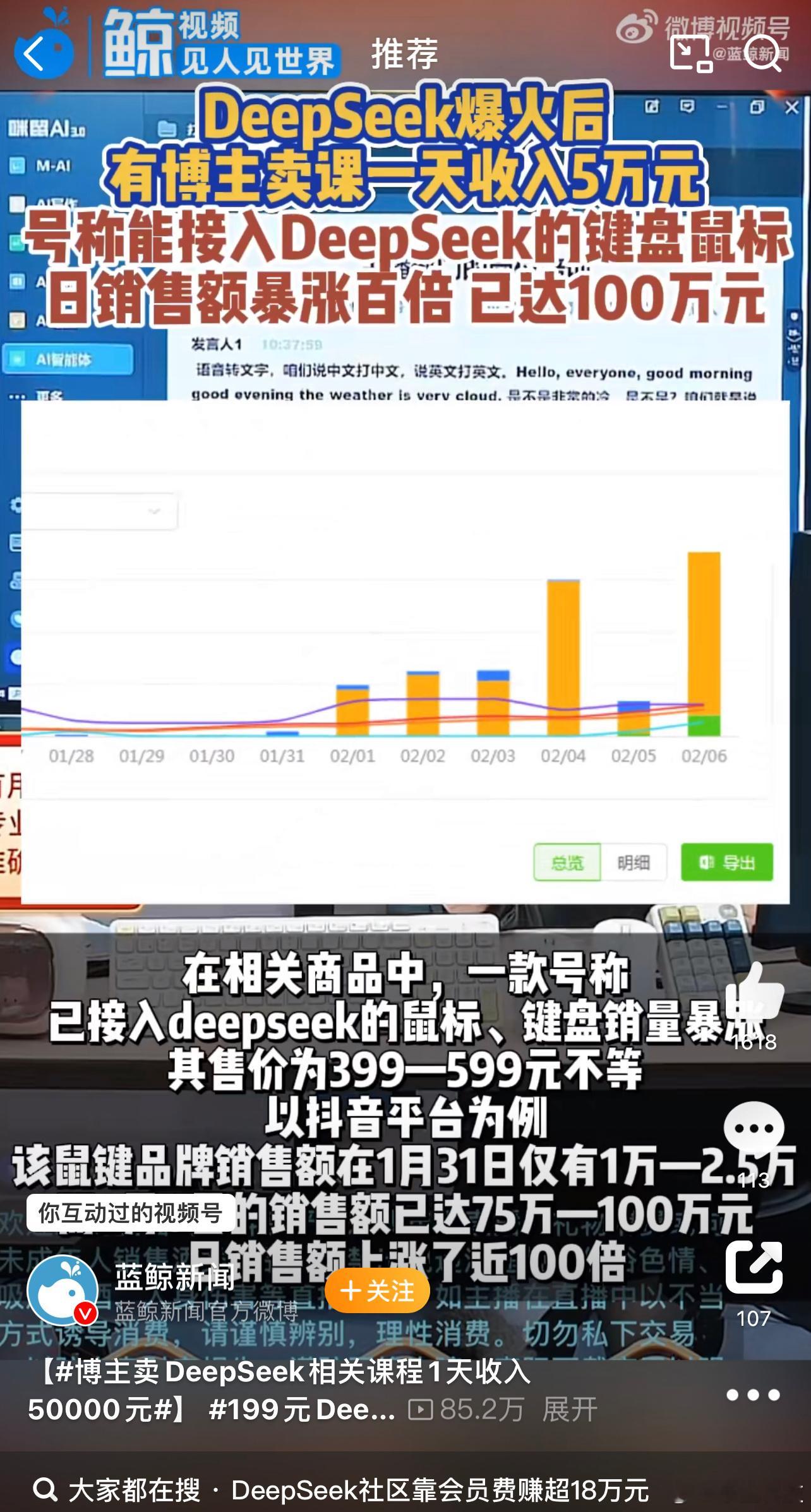 博主卖DeepSeek相关课程1天收入50000元 遇事不决就问deepseek