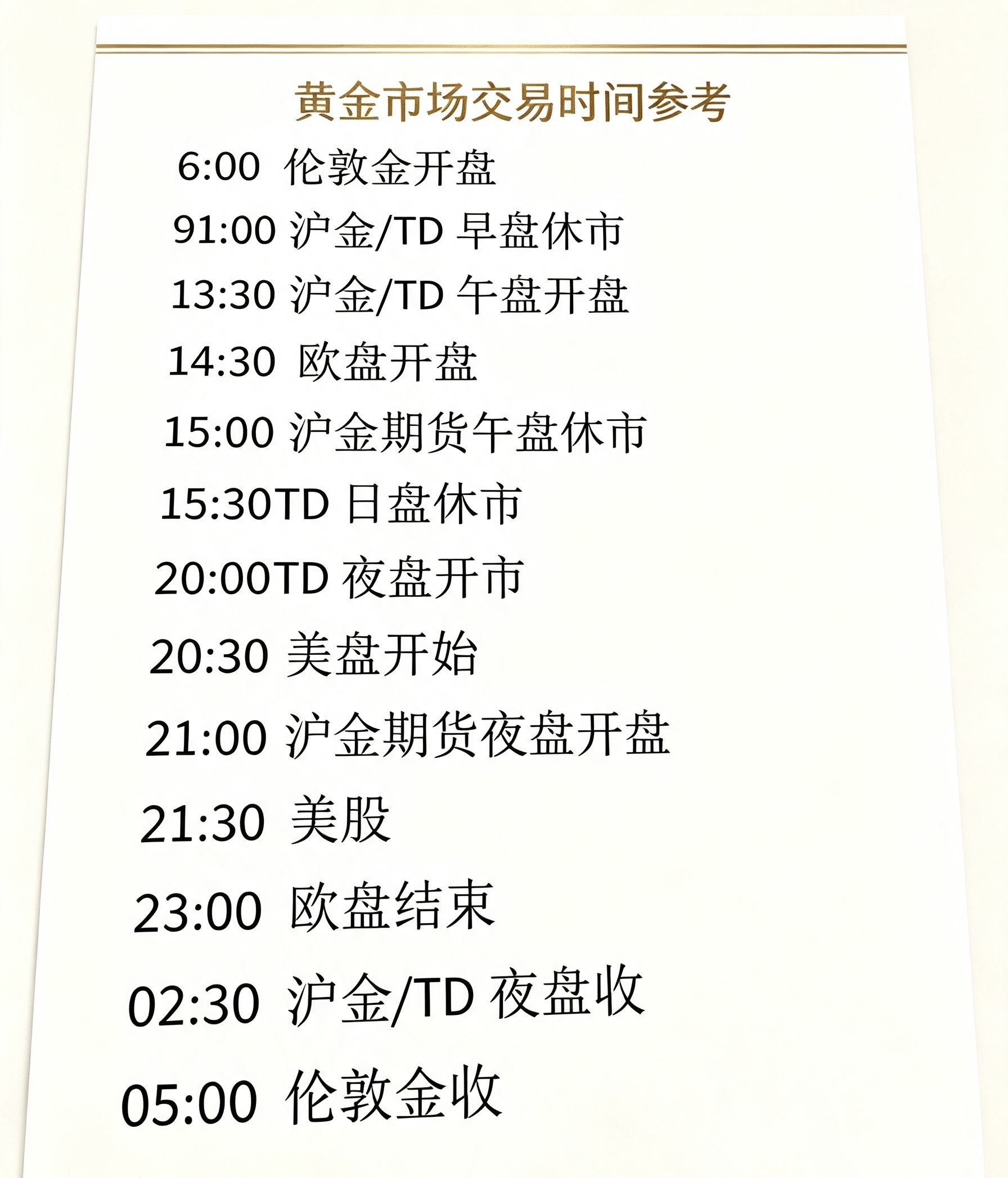 经常有人搞混各个盘的开市休市时间，我整理好了一份实用时间表，可以存下来慢慢看。亚