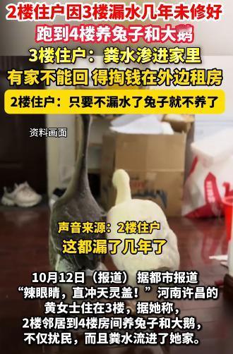 “以其人之道还治其人之身！”河南许昌，2楼因3楼漏水一直未解决，一怒之下跑到4楼