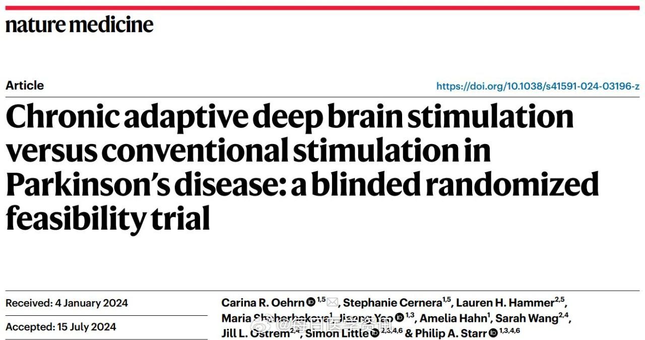 自然-医学：症状持续时间减少50%！“个体化脑机接口”治疗帕金森病近日，自然-医